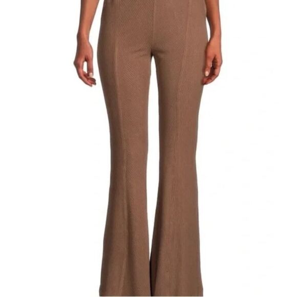 AREA STARS NWT MSRP: $150 flare leg ribbed pull-on pants taupe brown size small - Picture 1 of 6